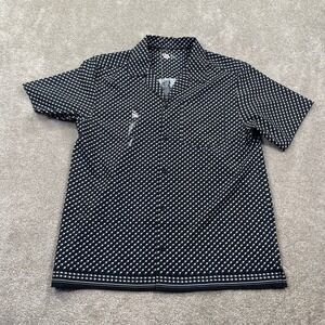 VRST Performance Resort Shirt Mens S Black White Geometric Print SS Button Up